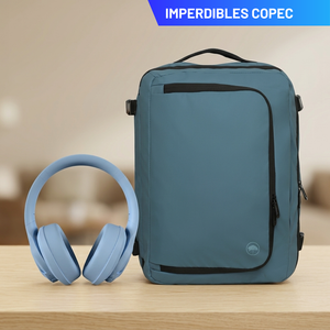 Combo Audífono Pulse ANC Celeste + Mochila de Viaje Dakota 32L Azul Piedra
