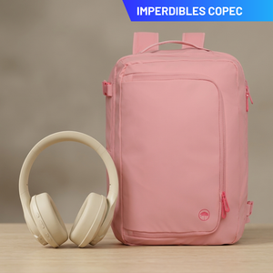 Combo Audífono Pulse ANC Beige + Mochila de Viaje Dakota 32L Rosado