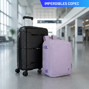 Combo Maleta de Cabina Conguillío 49L Negra + Mochila de Viaje Viral Dakota 32L Lila Llaima