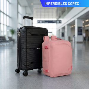 Combo Maleta de Cabina Conguillío 49L Negra + Mochila de Viaje Viral Dakota 32L Rosado Llaima