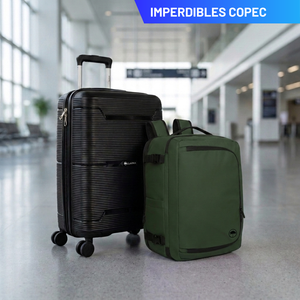 Combo Maleta de Cabina Conguillío 49L Negra + Mochila de Viaje Viral Dakota 32L Verde Oscuro Llaima