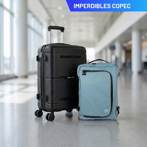 Combo Maleta de Cabina Conguillío 49L Negra + Mochila de Viaje Viral Dakota 32L Azul Piedra Llaima