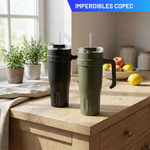 Combo 2 Mugs Térmicos 1,1 L con Bombilla Negro + Oliva