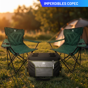 Combo Bolso Cooler 25 L con Tapa Dura y 2 Sillas de Camping Plegables Llaima Verde Oscuro