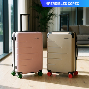 Combo 2 Maletas de Cabina Destinations Expandibles: Amsterdam Rosada y Dubai Dorada