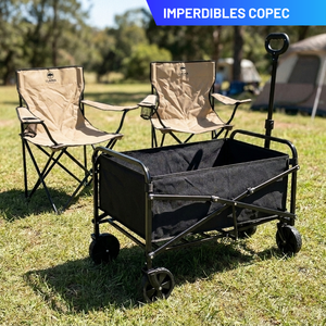 Combo 2 Sillas de Camping Plegables Llaima Caqui + Carrito Plegable Navigator Negro
