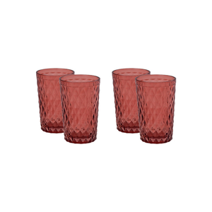 Set de 4 Vasos de Vidrio 350ml Burdeo