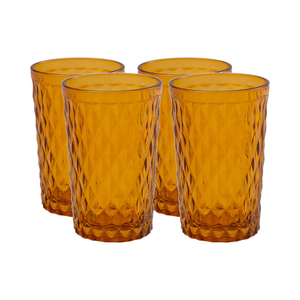 Set de 4 Vasos de Vidrio 350ml Ámbar