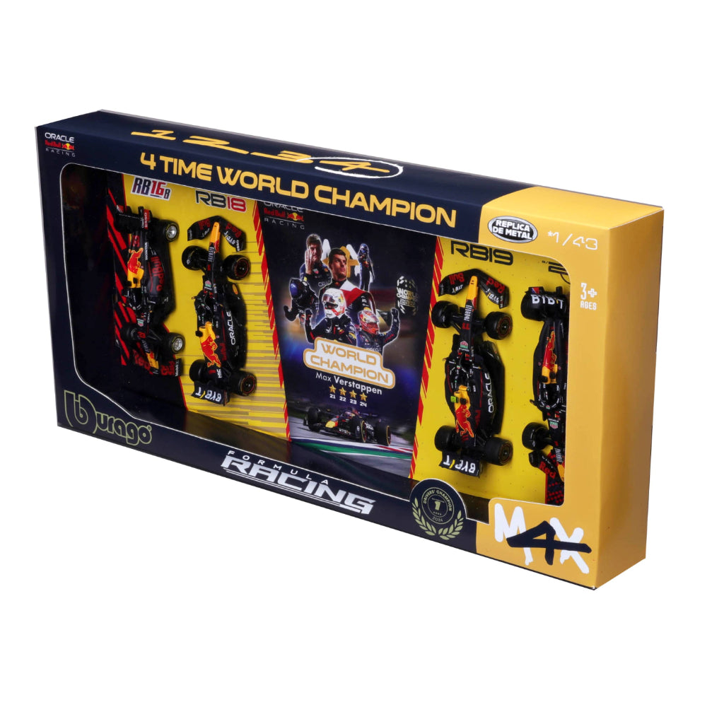 Pack 4 Auto M4X Campeón Red Bull Racing 1:43 Verstappen