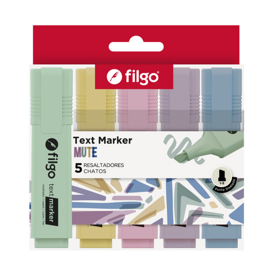 Destacador Text Marker Estuche 5 Mute