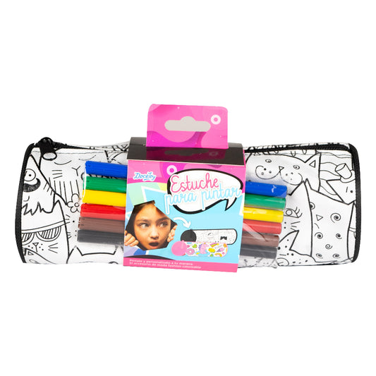 Combo Mochila Infantil 15" Moana + Estuche Negro de Tela Para Colorear