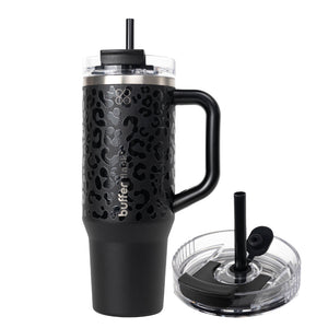 Botella Termica Mug Buffer Bora Bora 1,2Lt Frio y Calor Negro Leopard