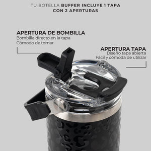 Mug Vaso Térmico Buffer Cuzco 800ml Acero Inoxidable Black Leopard