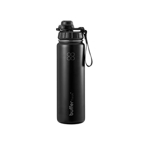 Botella Agua Térmica Buffer Morea 700ml + 4 Tapas Negro