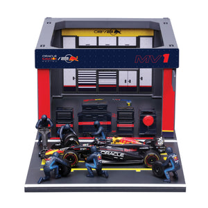 Combo Oracle Red Bull Racing 1 Funko Max Verstappen + 1 Auto Escala RB20 Pit Pass + 1 Jockey