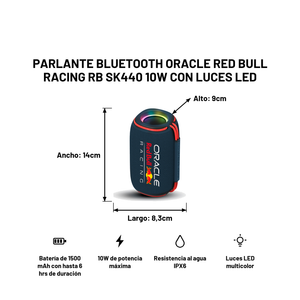 Parlante Bluetooth ORACLE Red Bull Racing RB SK440 10W Con Luces LED