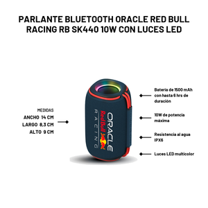 Parlante Bluetooth ORACLE Red Bull Racing RB SK440 10W Con Luces LED