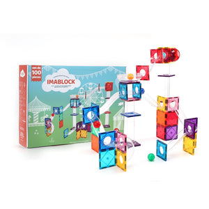 Combo Imablock Tobogán 100 Piezas + Imanix Led 4 Balls