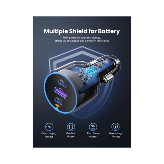 Cargador Para Automovil Ugreen 75W 3 Puertos Usb