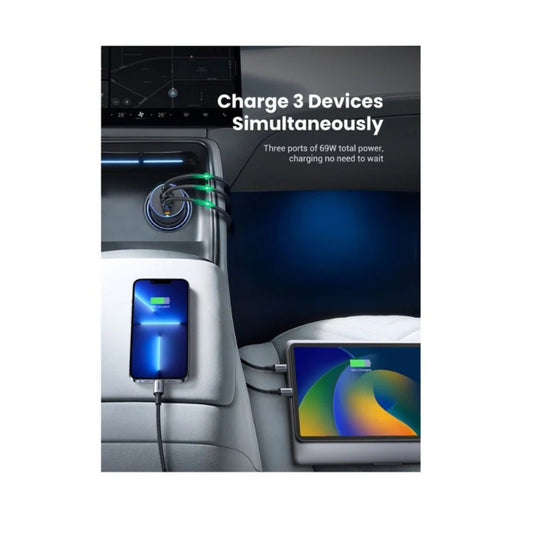 Cargador Para Automovil Ugreen 75W 3 Puertos Usb
