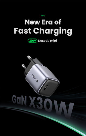 Cargador De Pared Gan Ugreen Nexode Mini 30W — infografía de características
