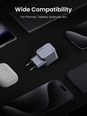 Cargador De Pared Gan Ugreen Slim 30W Usb-C — infografía de características