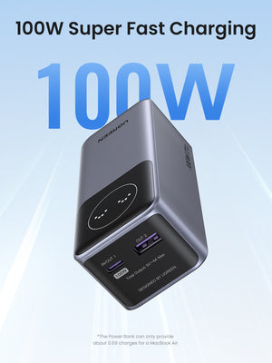Mega PowerBank Ugreen 100W  12.000Mah. Para Notebooks, Tablets y Smartphones — infografía de características