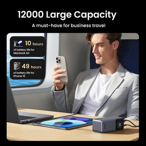 Mega PowerBank Ugreen 100W  12.000Mah. Para Notebooks, Tablets y Smartphones — infografía de características