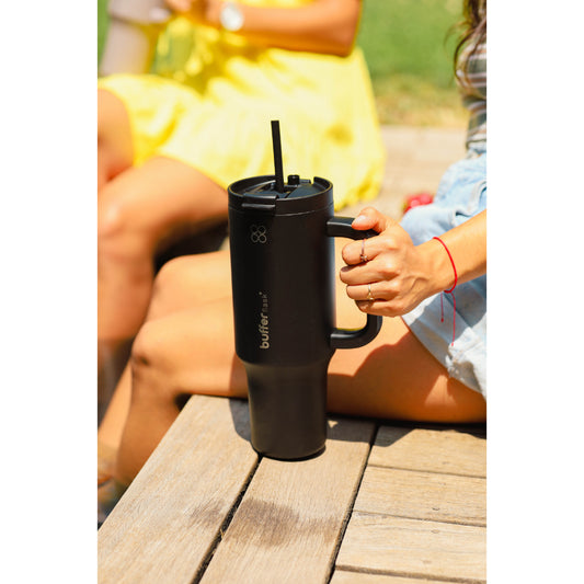 Botella Termica Mug Buffer Acero Inox  1,2 Lt Frio y Calor Negro 3 tapas