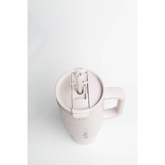 Botella Termica Mug Buffer Bora Bora 1,2Lt Frio y Calor Pinky Leopardo 3 tapas