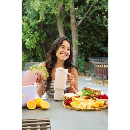 Botella Termica Mug Buffer Bora Bora 1,2Lt Frio y Calor Pinky Leopardo 3 tapas