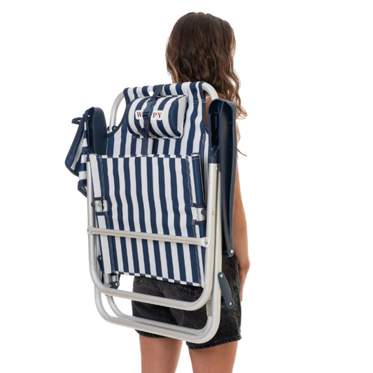 Silla Premium: Playa Camping Plegable Navy -> Reclinable hasta 180°