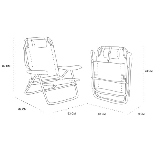 Silla Premium: Playa Camping Plegable Navy -> Reclinable hasta 180°