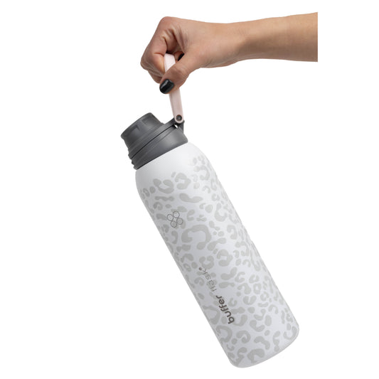 Termo Agua Botella Termica Buffer Capri Acero Inoxidable 1L +Tapas Ice Leopard