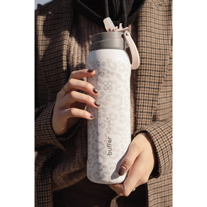 Termo Agua Botella Termica Buffer Capri Acero Inoxidable 1L +Tapas Ice Leopard