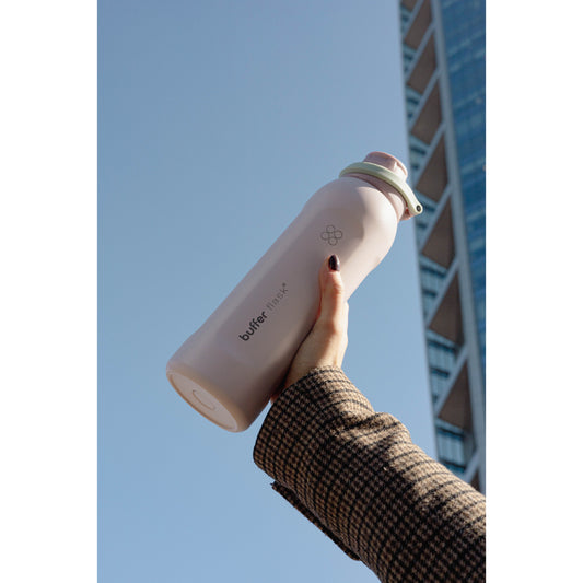 Termo Agua Botella Termica Buffer Capri Acero Inoxidable 1L +Tapas Capri Pinky