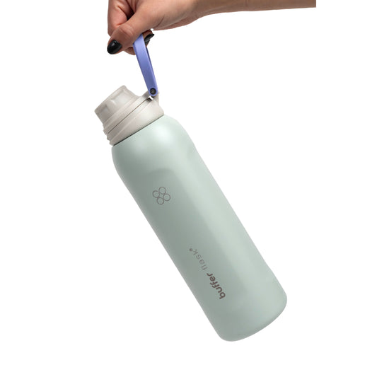 Termo Agua Botella Termica Buffer Capri Acero Inoxidable 1L +Tapas capri Sage Green