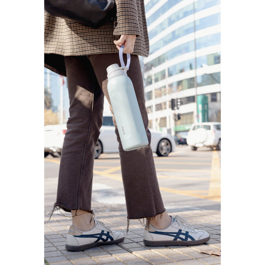 Termo Agua Botella Termica Buffer Capri Acero Inoxidable 1L +Tapas capri Sage Green