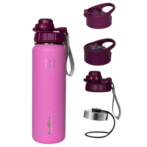 Termo Botella Agua Termica Buffer Morea Acero Inoxidable +4 Tapas Dani Pink