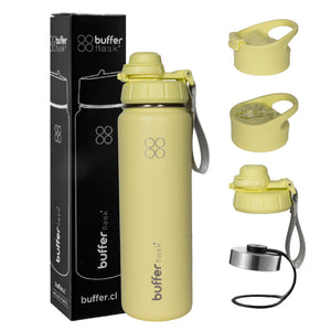 Termo Botella Agua Termica Buffer Morea Acero Inoxidable +4 Tapas Lemon