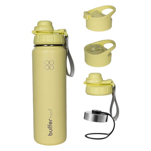 Termo Botella Agua Termica Buffer Morea Acero Inoxidable +4 Tapas Lemon