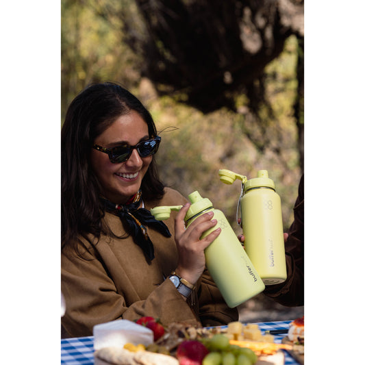 Termo Botella Agua Termica Buffer Morea Acero Inoxidable +4 Tapas Lemon