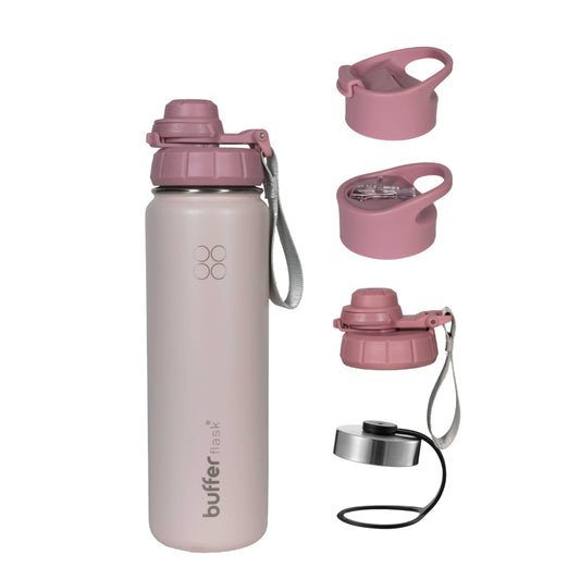Termo Botella Agua Termica Buffer  Morea Acero Inoxidable +4 Tapas Pinky