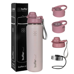 Termo Botella Agua Termica Buffer  Morea Acero Inoxidable +4 Tapas Pinky