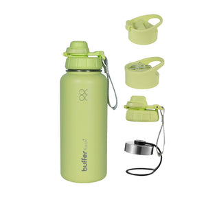 Termo Botella Agua Termica Buffer Morea Acero Inoxidable +4 Tapas Citrus Green