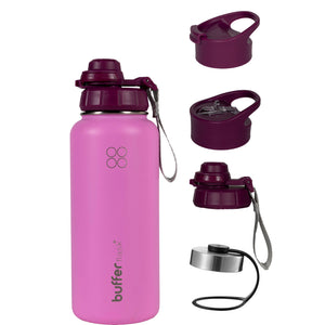Termo Botella Agua Termica Buffer Morea Acero Inoxidable +4 Tapas Dani Pink