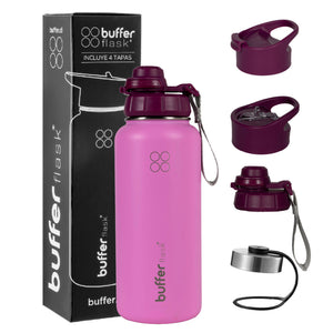 Termo Botella Agua Termica Buffer Morea Acero Inoxidable +4 Tapas Dani Pink