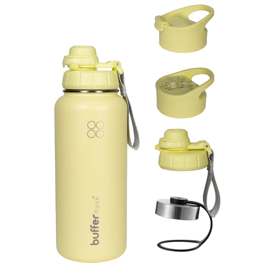 Termo Botella Agua Termica Buffer Morea Acero Inoxidable +4 Tapas Lemon
