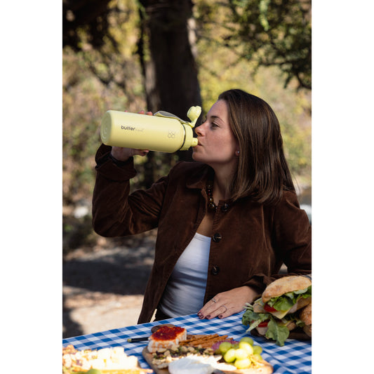 Termo Botella Agua Termica Buffer Morea Acero Inoxidable +4 Tapas Lemon