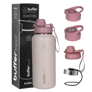 Termo Botella Agua Termica Buffer Morea Acero Inoxidable +4 Tapas, Pinky